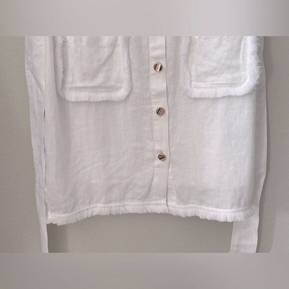 J.Crew Raw Hem Mini Shirtdress Linen White Belted Medium NWT - Picture 10 of 14